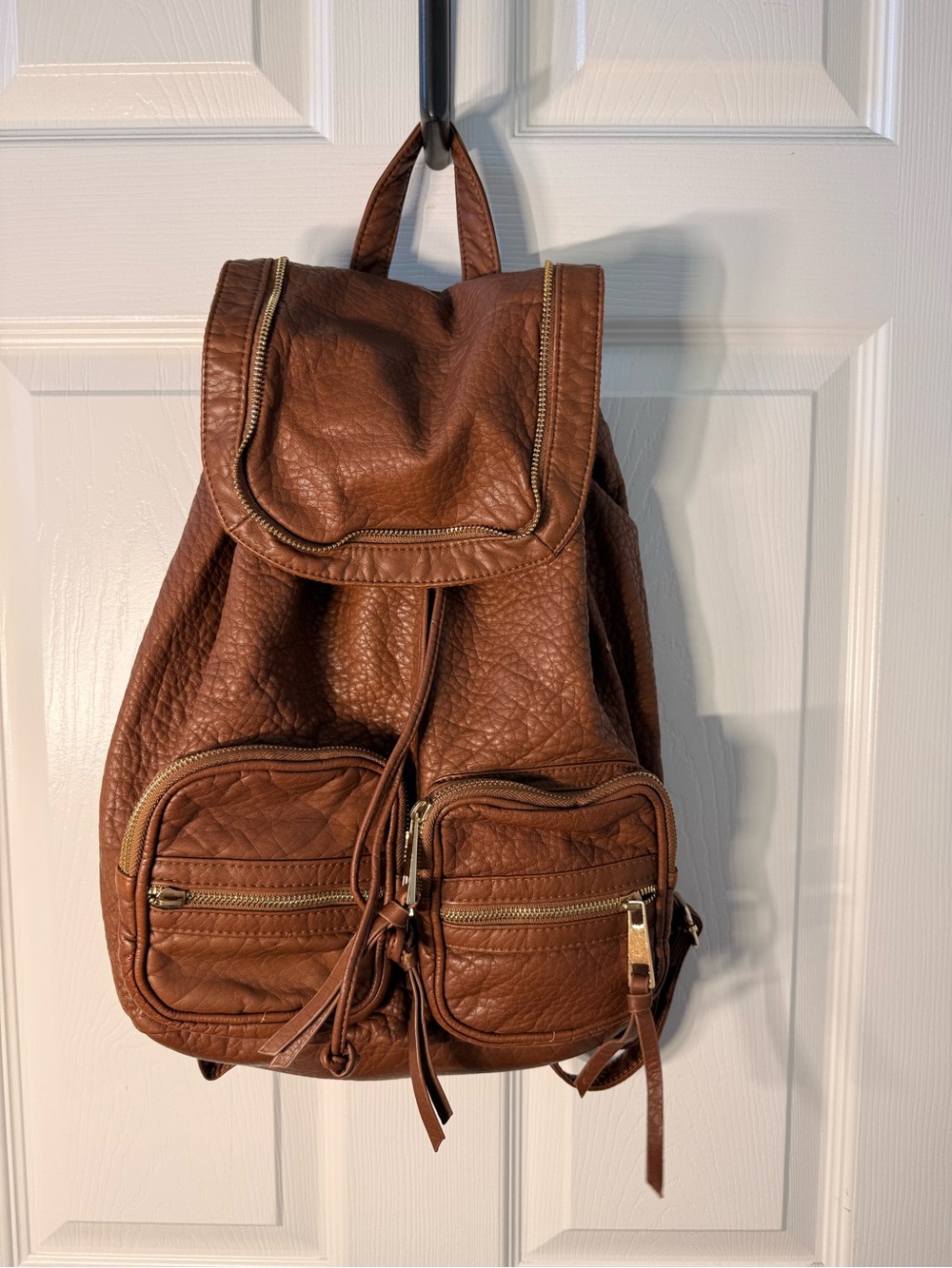 Under One Sky Brown Leather Backpack with Gold Hardware NWOT